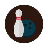 bowling ball and pin equipment game recreational sport block flat icon design vector