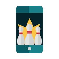 bolos smartphone aplicación en línea juego recreativo diseño de icono plano vector