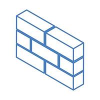 isometric repair construction wall brick work tool and equipment linear style icon design vector