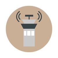 airport control tower antenna travel transport terminal tourism or business block and flat style icon vector