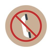 warning sign talking on the phone is prohibited block and flat style icon vector