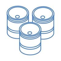 isometric repair construction barrels work tool and equipment linear style icon design vector