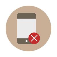 smartphone use prohibition sign block and flat style icon vector