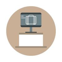 airport monitoring suitcase travel transport terminal tourism or business block and flat style icon vector