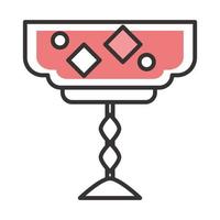 icono de cóctel elegante copa de vidrio cubitos de hielo bebida licor línea de alcohol y diseño de relleno vector