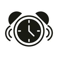 mobile application alarm clock time web button menu digital silhouette style icon vector