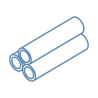 isometric repair construction reinforced concrete pipes work tool and equipment linear style icon design vector