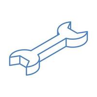 isometric construction repair wrench work tool and equipment linear style icon design vector