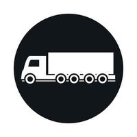 shipping delivery truck transport vehicle block and flat style icon design vector