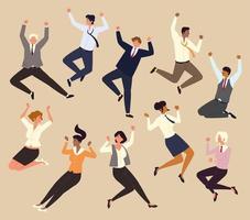business people jumping vector