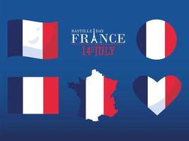 happy bastille day set vector