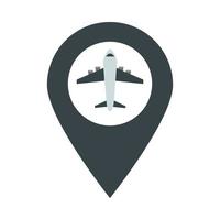 aeropuerto puntero de navegación gps viaje en avión terminal de transporte turismo o icono de estilo plano de negocios vector