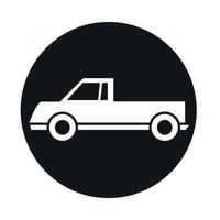 car pickup model transport vehicle block and flat style icon design vector