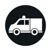 bloque de vehículo de transporte modelo de ambulancia de coche y diseño de icono de estilo plano vector