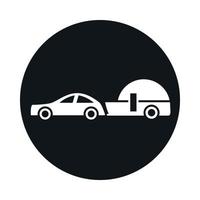 car with trailer model transport vehicle block and flat style icon design vector