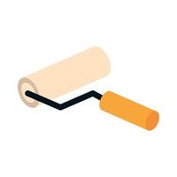 isometric repair construction color paint roller work tool and equipment flat style icon design vector