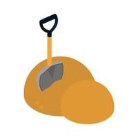 isometric repair construction concrete and shovel work tool and equipment flat style icon design vector