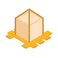 isometric repair construction wooden pallet with fixed cardboard box work flat style icon design vector