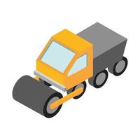 isometric repair construction road roller machinery flat style icon design vector