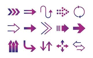 arrows direction guide cursor web navigation icons set gradient style vector