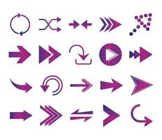 arrows direction guide cursor web navigation icons set gradient style vector