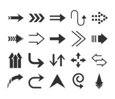 arrows direction guide cursor web navigation icons set silhouette style vector