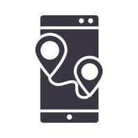 gps navigation tracking pointer smartphone device technology silhouette style design icon vector