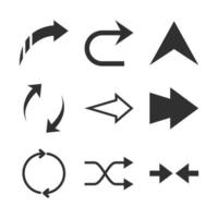 arrows direction guide cursor web navigation icons set silhouette style vector