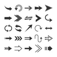 arrows direction guide cursor web navigation icons set silhouette style vector