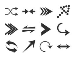 arrows direction guide cursor web navigation icons set silhouette style vector