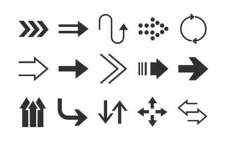 arrows direction guide cursor web navigation icons set silhouette style vector