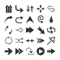 arrows direction guide cursor web navigation icons set silhouette style vector