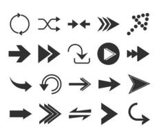 arrows direction guide cursor web navigation icons set silhouette style vector