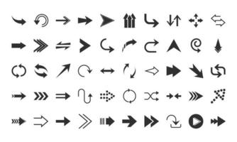 arrows direction guide cursor web navigation icons set silhouette style vector