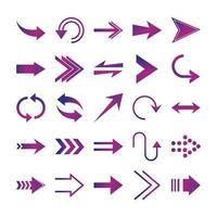 arrows direction guide cursor web navigation icons set gradient style vector