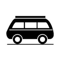 car mini van retro model transport vehicle silhouette style icon design vector