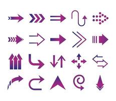 arrows direction guide cursor web navigation icons set gradient style vector