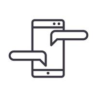 smartphone chat bubbles talking device technology thin line style design icon vector
