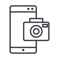 smartphone camera photo app device technology thin line style design icon vector