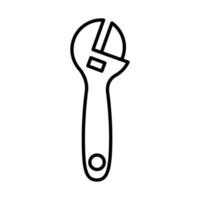 adjustable wrench tool repair maintenance and construction equipment line style icon vector