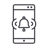 smartphone bell attention device technology thin line style design icon vector