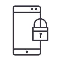 smartphone locked security device technology thin line style design icon vector