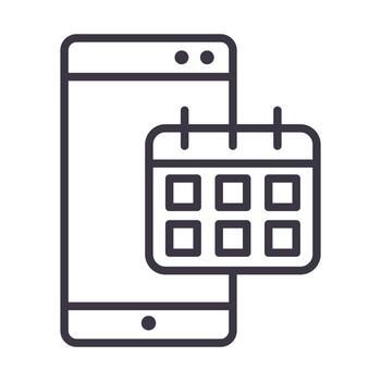 smartphone and calendar application device technology thin line style design icon vector