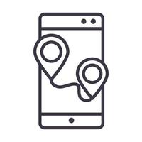 gps navigation tracking pointer smartphone device technology thin line style design icon vector