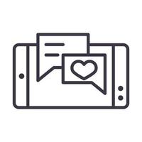 smartphone speech bubble romantic chat device technology thin line style design icon vector