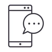 teléfono inteligente sms mensaje burbuja dispositivo tecnología icono de diseño de estilo de línea delgada vector