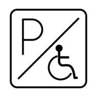 diseño de icono de estilo de línea de tablero de letrero de estacionamiento para discapacitados vector