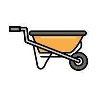 wheelbarrow tool repair maintenance and construction equipment line and fill vector