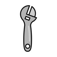 adjustable wrench tool repair maintenance and construction equipment line and fill vector