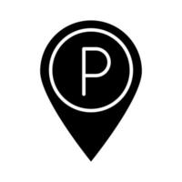 puntero de ubicación de estacionamiento diseño de icono de estilo de silueta de transporte vector